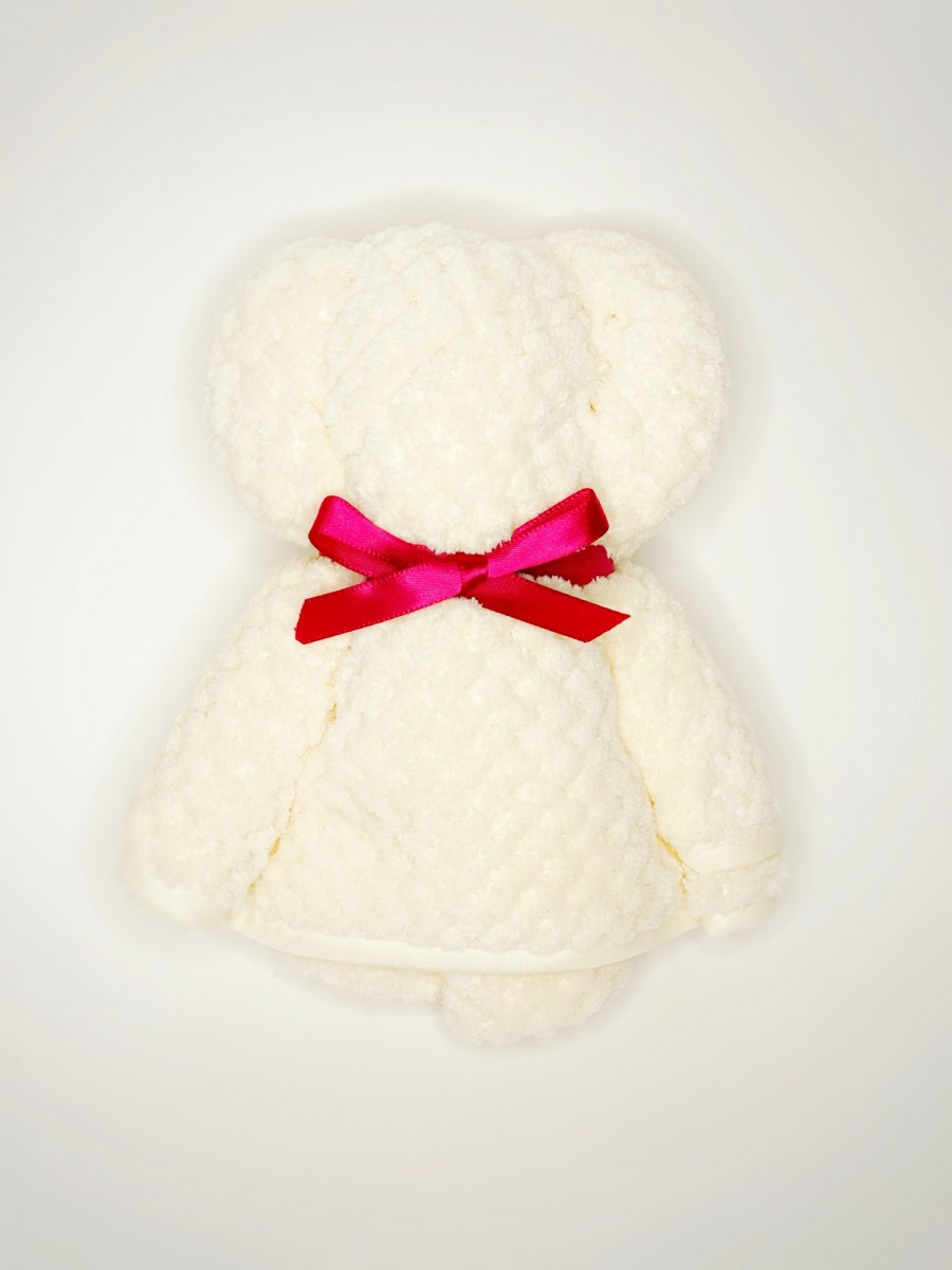 Подарочное полотенце в форме медведя персиковое