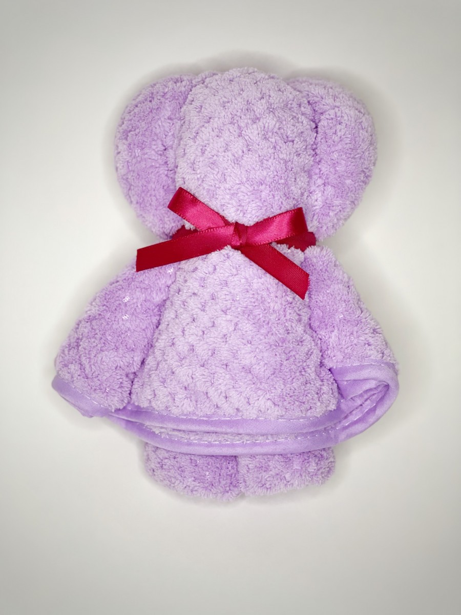 Подарочное полотенце в форме медведя фиолетовое